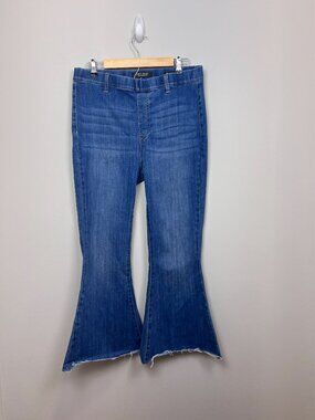 Judy Blue Pull On Super Flare Jeans Raw Hem Medium Wash Size 15/32
